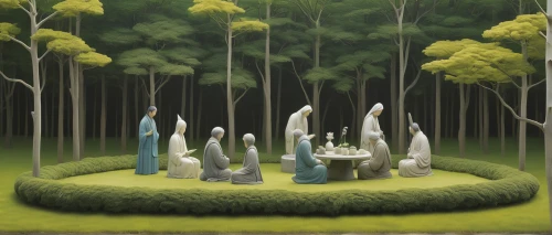 druids,cartoon forest,forest of dreams,holy forest,fairy forest,garden statues,forest animals,the forest,green forest,tree grove,surrealism,the forests,enchanted forest,bamboo forest,grove of trees,ghost forest,forest glade,environmental art,elven forest,forest ground,Art,Artistic Painting,Artistic Painting 48