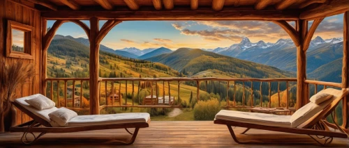 home landscape,the cabin in the mountains,mountain scene,porch swing,landscape background,house in mountains,mountain hut,house in the mountains,chalet,mountain huts,alpine hut,mountain landscape,log cabin,panoramic landscape,wooden hut,world digital painting,summer cottage,roof landscape,porch,cottage,Illustration,Realistic Fantasy,Realistic Fantasy 40