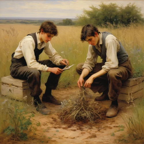 children studying,priesthood,bouguereau,foragers,pilgrims,haymaking,dry grass,sheaves,trembling grass,idyll,in the tall grass,men sitting,work in the garden,field cultivation,young couple,glean,forest workers,cleavers,workers,threshing,Art,Classical Oil Painting,Classical Oil Painting 13