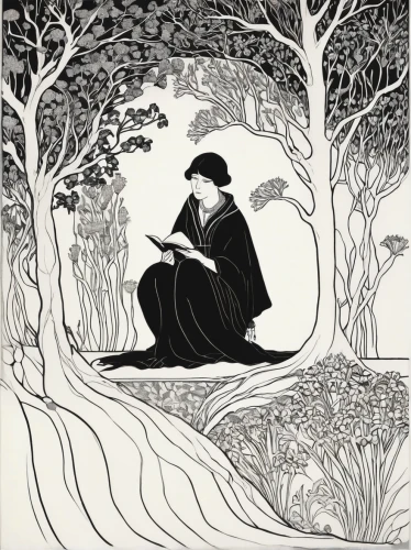 kate greenaway,monk,girl with tree,the abbot of olib,friar,cool woodblock images,woman praying,monks,book illustration,praying woman,benedictine,hans christian andersen,martin luther,jrr tolkien,woman eating apple,persian poet,hand-drawn illustration,woman sitting,child with a book,rem in arabian nights,Illustration,Black and White,Black and White 24