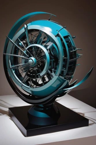 mechanical fan,kinetic art,armillary sphere,steel sculpture,wind engine,scrap sculpture,turbine,gyroscope,klaus rinke's time field,decorative fan,jet engine,raven sculpture,electric motor,helicopter rotor,orrery,chronometer,electric fan,car sculpture,wind power generator,time spiral,Illustration,American Style,American Style 09