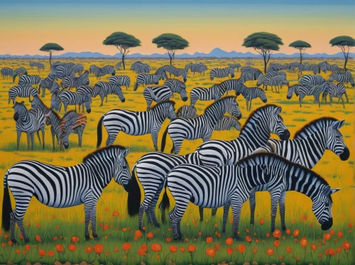 zebras,serengeti,zebra,giraffes,elephant herd,safari,forest animals,horse herd,zebra crossing,african art,whimsical animals,giraffidae,africa,animal migration,antelopes,tanzania,grasslands,zebra pattern,botswana,animals,Conceptual Art,Daily,Daily 29