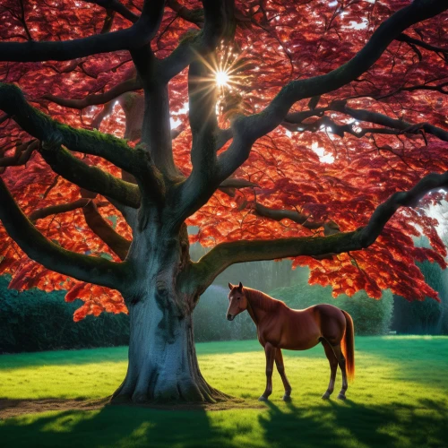 red tree,maple tree,red maple,colorful horse,red horse chestnut,maple shadow,equine,magic tree,red flowering horse chestnut,autumn tree,flourishing tree,japanese maple,horse-chestnut,red-flowering horse chestnut,cherry tree,horse chestnut red,beautiful horses,horse chestnut tree,lone tree,blossom tree,Photography,Artistic Photography,Artistic Photography 02