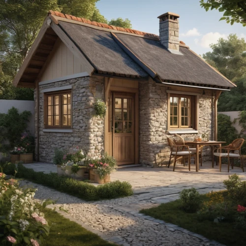 country cottage,summer cottage,cottage,small cabin,inverted cottage,small house,new england style house,garden buildings,cottage garden,garden shed,stone house,danish house,3d rendering,wooden house,little house,country house,summer house,house drawing,thatched cottage,log cabin,Photography,General,Natural