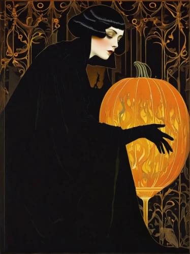 halloween poster,halloween illustration,calabaza,jack o'lantern,hallowe'en,art deco woman,jack o lantern,vintage halloween,pumpkin lantern,halloween witch,halloween pumpkin,hallloween,halloween,pumpkin autumn,halloween background,halloween frame,jack-o'-lantern,halloween scene,halloweenkuerbis,happy halloween,Illustration,Retro,Retro 15