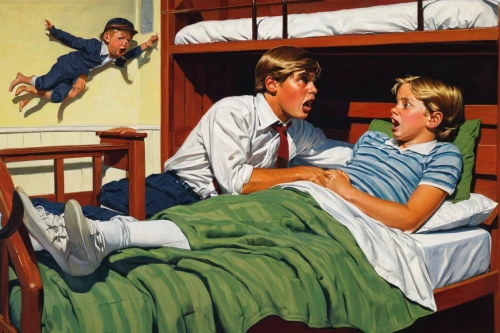 woman on bed,children's operation theatre,1940 women,children's bedroom,young couple,boy's room picture,hospital bed,male nurse,doctor's room,vintage art,nursing,vintage boy and girl,children's room,female nurse,50s,health care workers,vintage illustration,vintage children,children studying,nurses,Illustration,Retro,Retro 14