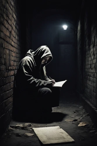 man praying,prayer book,drug rehabilitation,hooded man,boy praying,writing-book,quran,anonymous,prayer,devotions,learn to write,hopelessness,penumbra,play escape game live and win,live escape game,readers,conceptual photography,dark art,isolation,journal,Photography,Artistic Photography,Artistic Photography 13