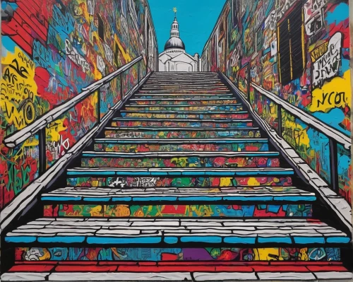 stairway to heaven,montmartre,icon steps,stairway,berlin-kreuzberg,berlin,gordon's steps,graffiti art,berliner,berlin wall,philadelphia,stairs,stair,steps,colorful city,paris,berlin germany,montreal,cincinnati,mural,Conceptual Art,Graffiti Art,Graffiti Art 01