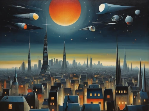 space art,futuristic landscape,sci fiction illustration,city cities,city skyline,planets,fantasy city,metropolis,cityscape,city scape,night scene,alien planet,astronomy,lunar landscape,astronomer,planetary system,the solar system,exoplanet,evening city,sky city,Art,Artistic Painting,Artistic Painting 29