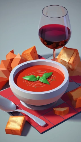 tomato soup,gazpacho,tomato purée,aperol,fondue,antipasta,pappa al pomodoro,3d render,italian cuisine,food and wine,antipasti,low poly,borscht,apéritif,tomato sauce,minestrone,low-poly,soup,cheese plate,cheese fondue,Unique,3D,Low Poly