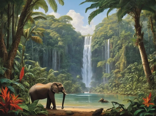 tropical animals,tropical jungle,rainforest,elephants,asian elephant,elephant,jungle,safari,rain forest,sumatran,indian elephant,african elephant,tropical island,pachyderm,african elephants,idyllic,elephant camp,elephant ride,madagascar,kilimanjaro,Art,Classical Oil Painting,Classical Oil Painting 02