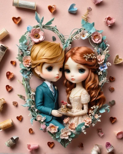 love couple,vintage boy and girl,sweetheart cake,couple in love,porcelain dolls,sweethearts,bokeh hearts,love in air,love story,wedding couple,cute cartoon image,romantic scene,wedding invitation,just married,royal icing cookies,prince and princess,fairy tale,wedding frame,romantic portrait,beautiful couple,Illustration,Abstract Fantasy,Abstract Fantasy 11