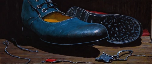 dancing shoes,dancing shoe,clogs,holding shoes,cordwainer,shoemaker,leather shoe,achille's heel,wrestling shoe,clog,walking shoe,dress shoe,shoeshine boy,court shoe,women's shoe,shoe,blue shoes,used shoes,oil on canvas,tie shoes,Conceptual Art,Sci-Fi,Sci-Fi 14