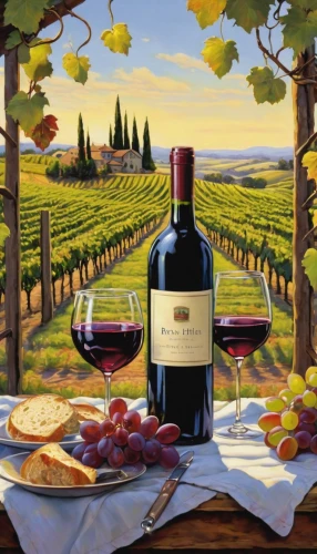 tuscan,sonoma,napa,wine country,montepulciano,napa valley,viticulture,wine region,vineyard,vineyards,food and wine,winemaker,tuscany,burgundy wine,winery,italian painter,pastirma,la rioja,red wine,wild wine,Illustration,American Style,American Style 04