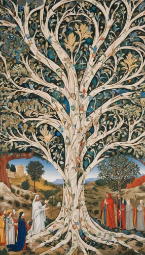 the branches of the tree,family tree,tree of life,celtic tree,flourishing tree,the branches,bodhi tree,tapestry,botticelli,plane-tree family,argan tree,sacred fig,cardstock tree,fig tree,ornamental tree,fresco,colorful tree of life,magic tree,rosewood tree,vinegar tree,Illustration,Realistic Fantasy,Realistic Fantasy 42