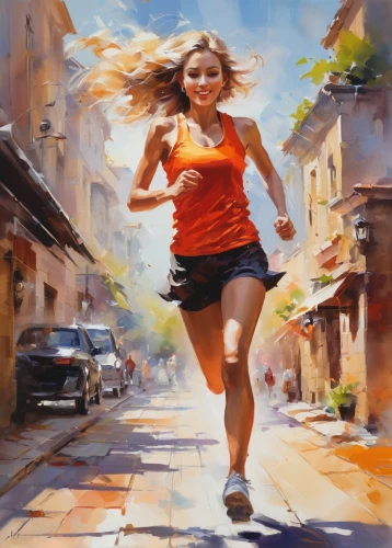 female runner,free running,little girl running,running,run uphill,runner,running fast,jogging,woman walking,little girl in wind,girl walking away,long-distance running,to run,sprint woman,freestyle walking,jog,sprinting,aerobic exercise,running shoes,cheerfulness,Conceptual Art,Oil color,Oil Color 03