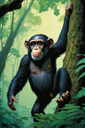 common chimpanzee,chimpanzee,monkey island,primate,chimp,ape,great apes,cercopithecus neglectus,bonobo,barbary monkey,primates,monkey,monkeys band,monkey banana,the monkey,orang utan,monkey gang,macaque,crab-eating macaque,gorilla,Illustration,Japanese style,Japanese Style 14