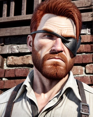 male character,gunfighter,merle black,fallout4,bodie,cyclops,game character,rifleman,angry man,blacksmith,redheaded,lincoln blackwood,mercenary,crossbones,ginger rodgers,main character,brown sailor,gingerman,deacon,drover