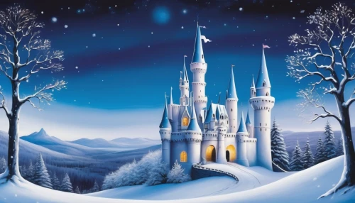 the snow queen,snow scene,cinderella's castle,christmas snowy background,fairy tale castle,cinderella castle,christmas landscape,winter background,disney castle,disneyland park,walt disney world,snowflake background,sleeping beauty castle,snowhotel,ice castle,fairytale castle,children's fairy tale,snow landscape,fairytale,fairy tales,Illustration,Abstract Fantasy,Abstract Fantasy 22