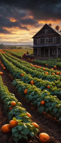 vegetables landscape,vegetable field,farm landscape,pumpkin patch,winter squash,organic farm,vegetable garden,bell peppers,gourds,farm fresh bell peppers,home landscape,autumn pumpkins,farmstead,the farm,summer squash,agriculture,farm background,picking vegetables in early spring,agricultural,aggriculture,Conceptual Art,Oil color,Oil Color 06