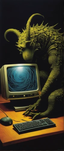 cyberspace,green dragon,night administrator,cyber crime,computer addiction,internet addiction,dosbox,computer art,atari st,sysadmin,computer freak,computer icon,computer,monitor,cybercrime,computing,cyber,man with a computer,antivirus,computer graphics,Illustration,Realistic Fantasy,Realistic Fantasy 29