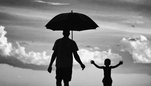 little girl with umbrella,man with umbrella,vintage couple silhouette,brolly,father with child,blackandwhitephotography,man and boy,silhouette against the sky,overhead umbrella,silhouette of man,father's love,conceptual photography,dad and son outside,couple silhouette,photographing children,umbrella,the sun and the rain,mother and father,walk with the children,umbrellas,Illustration,Black and White,Black and White 33