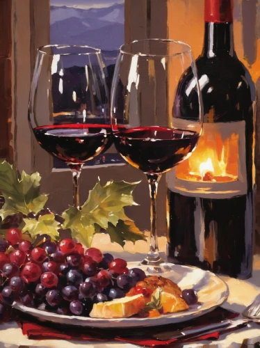 food and wine,red wine,wood and grapes,a glass of wine,port wine,wine tavern,wine,holiday wine and honey,merlot wine,wine region,wines,wine house,wine cultures,burgundy wine,winery,holiday table,red grapes,wine grapes,viticulture,mulled wine,Conceptual Art,Oil color,Oil Color 09