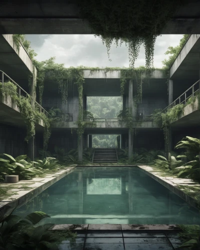 hashima,tropical house,lostplace,swimming pool,abandoned place,apartment block,ryokan,lost place,abandoned,aqua studio,insurgent,overlook,lost places,abandoned places,environment,infinity swimming pool,japanese architecture,apartment complex,residential,apartment house,Conceptual Art,Fantasy,Fantasy 33