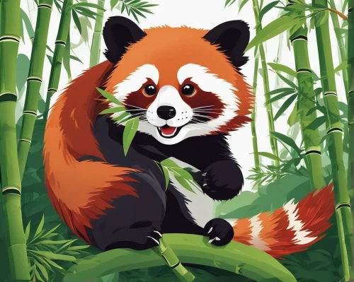red panda,vector illustration,bamboo,panda,chinese panda,aaa,pandabear,vector art,patrol,vector graphic,kawaii panda,panda bear,bamboo forest,little panda,hanging panda,vector image,lun,oliang,ring-tailed,pandas,Unique,Design,Logo Design