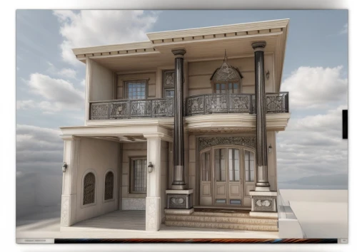 house with caryatids,build by mirza golam pir,model house,islamic architectural,3d albhabet,3d rendering,two story house,riad,qasr al watan,iranian architecture,persian architecture,house of allah,house purchase,stucco frame,block balcony,3d model,quasr al-kharana,qasr al kharrana,classical architecture,zanzibar,Common,Common,Natural
