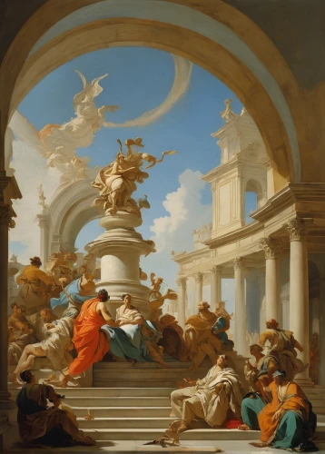 apollo and the muses,neoclassical,classical antiquity,school of athens,the death of socrates,orange robes,apollo hylates,kunsthistorisches museum,bougereau,baroque,barberini,neoclassic,the pied piper of hamelin,meticulous painting,apollo,trumpet of jericho,rococo,vittoriano,the annunciation,la nascita di venere,Art,Classical Oil Painting,Classical Oil Painting 40