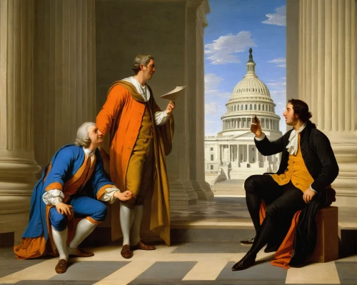 founding,uscapitol,contemporary witnesses,exchange of ideas,capitol,george washington,lincoln monument,statue of freedom,capital hill,orange robes,freemasonry,capital cities,preachers,masonic,columbus day,conversation,christopher columbus,school of athens,musicians,congress,Art,Classical Oil Painting,Classical Oil Painting 33