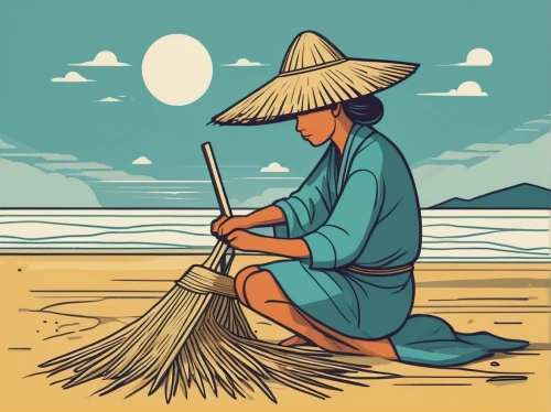 cool woodblock images,rice straw broom,erhu,woodblock prints,sweeping,oriental painting,woman of straw,vector illustration,paddy harvest,straw hat,goki,japanese culture,traditional japanese musical instruments,basket weaver,cleaning service,korean culture,sand bucket,da nang,japanese art,shamisen,Illustration,Vector,Vector 06