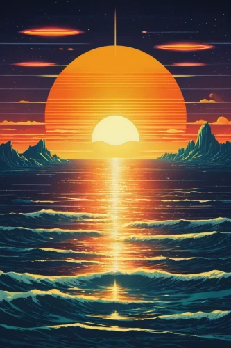 sun,coast sunset,ocean,retro background,sunset,horizon,sol,sun and sea,sea,reverse sun,rising sun,dune sea,the horizon,abstract retro,dune,sunrise,setting sun,sunset glow,layer of the sun,earth rise,Conceptual Art,Sci-Fi,Sci-Fi 29