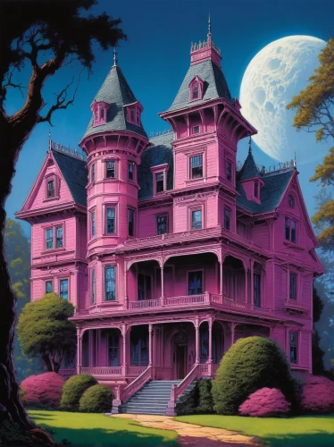 witch's house,fairy tale castle,witch house,fairytale castle,the haunted house,magic castle,doll's house,victorian house,house painting,haunted castle,doll house,knight house,haunted house,ghost castle,house silhouette,purple moon,two story house,house in the forest,crooked house,woman house,Illustration,American Style,American Style 07