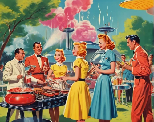 barbeque,barbecue,barbeque grill,summer bbq,bbq,atomic age,barbecue grill,barbecue area,drive in restaurant,outdoor grill,outdoor cooking,southern cooking,fifties,garden party,family picnic,grilled food,grilling,fondue,retro 1950's clip art,cookout,Conceptual Art,Sci-Fi,Sci-Fi 29