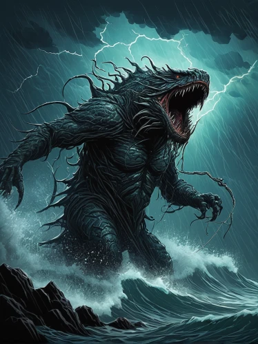 sea monsters,god of the sea,kraken,water creature,nature's wrath,poseidon,sea devil,sea storm,sea god,maelstrom,storm surge,poseidon god face,supernatural creature,strom,kelpie,black dragon,salt water crocodile,godzilla,marine reptile,the storm of the invasion,Conceptual Art,Daily,Daily 02