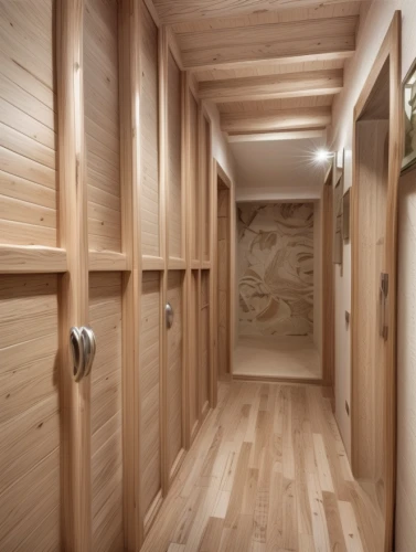 wooden sauna,walk-in closet,hallway space,laminated wood,sauna,wooden wall,patterned wood decoration,japanese-style room,knotty pine,western yellow pine,wood grain,plywood,wood floor,storage cabinet,wood flooring,woodwork,cabinetry,cabin,capsule hotel,cupboard