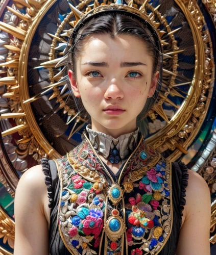 inner mongolian beauty,asian costume,mongolian,bjork,tibetan,kyrgyz,eurasian,mongolia eastern,mulan,azerbaijan azn,oriental girl,mystical portrait of a girl,asian woman,mongolian tugrik,young model istanbul,girl in a wreath,asian vision,shaman,mongolia,kazakhstan