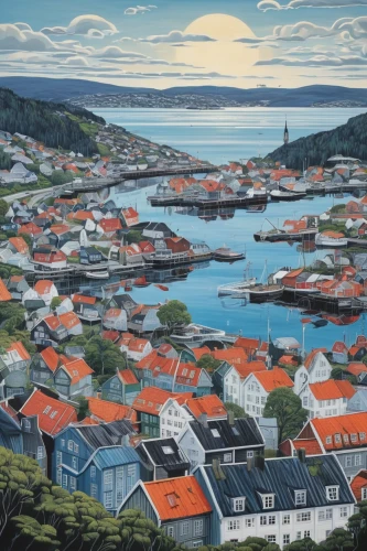 bergen,bodø,trondheim,bohuslän,norway coast,kirkenes,husavik,nuuk,bornholm,norway nok,jøssingfjorden,olle gill,sjømannskirken,scandinavia,gothenburg,newfoundland,karparten,halmballe,eastern harbour,david bates,Illustration,Black and White,Black and White 15