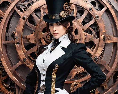 steampunk,steampunk gears,victorian fashion,clockmaker,victorian style,victorian lady,clockwork,lindsey stirling,ships wheel,the victorian era,ringmaster,top hat,naval officer,cogs,ornate pocket watch,victorian,ladies pocket watch,cosplay image,violet evergarden,watchmaker,Illustration,Japanese style,Japanese Style 13