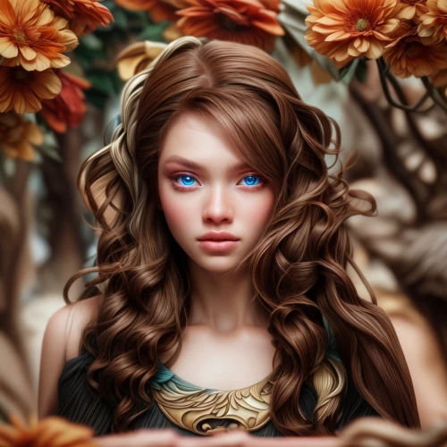 girl in a wreath,girl in flowers,dryad,fantasy portrait,mystical portrait of a girl,faery,fantasy art,world digital painting,beautiful girl with flowers,blooming wreath,faerie,girl portrait,elven flower,faun,young girl,flower girl,flower fairy,floral wreath,autumn wreath,autumn flower,Common,Common,Film