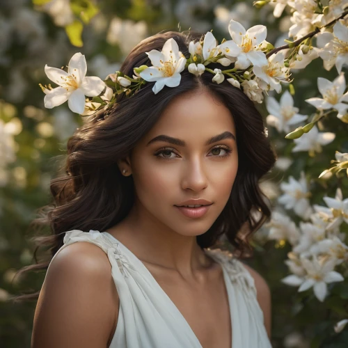 beautiful girl with flowers,jasmine blossom,jasmine bush,west indian jasmine,indian jasmine,a beautiful jasmine,girl in flowers,jasmine flowers,summer jasmine,flower crown,jasmine,jasmine flower,spring crown,flower girl,tiana,floral,wild jasmine,flower fairy,moana,jasmine virginia,Photography,General,Natural