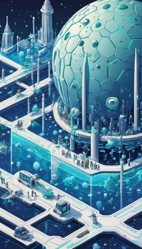 futuristic landscape,ice planet,cyberspace,sci fiction illustration,fantasy city,futuristic architecture,scifi,city cities,smart city,metropolis,connected world,cities,virtual world,futuristic,other world,fractal environment,space port,snow globe,sci-fi,sci - fi,Unique,3D,Isometric