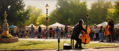 street musicians,oil painting,musicians,cellist,cello,oil painting on canvas,violinists,street performer,street performance,upright bass,performers,orchestra,village festival,street musician,art painting,medieval market,street music,oil on canvas,farmers market,festival,Conceptual Art,Oil color,Oil Color 11