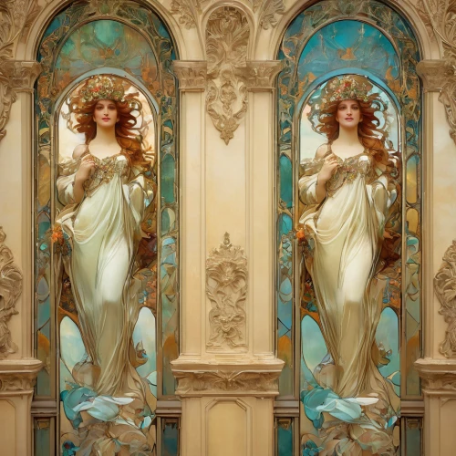 art nouveau,art nouveau frames,art nouveau design,art nouveau frame,mucha,emile vernon,art deco frame,alfons mucha,merida,art deco,mirror image,art deco woman,art deco ornament,decorative figure,gemini,rococo,art deco background,neoclassical,the mirror,neoclassic,Conceptual Art,Fantasy,Fantasy 05