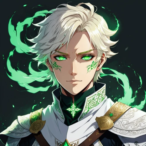 male elf,lily of the field,emerald,lily of the desert,rein,scallion,green eyes,frog prince,sprout,green skin,malachite,lilly of the valley,nelore,wiz,patrol,leo,alexander,caerula,incarnate clover,lily of the valley,Illustration,Japanese style,Japanese Style 06