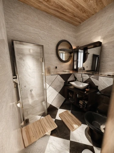 inverted cottage,attic,cubic house,cube house,render,3d rendering,loft,cabin,interior modern design,3d render,3d rendered,small cabin,interior design,kitchen interior,hallway space,crooked house,an apartment,the tile plug-in,ufo interior,interiors,Interior Design,Bathroom,Modern,Asian Modern Urban