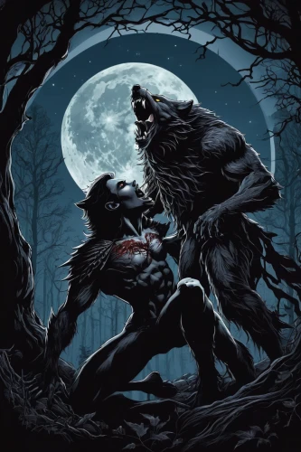 werewolves,werewolf,wolfman,howling wolf,wolf couple,wolf hunting,two wolves,wolves,dark art,vampire bat,wolf's milk,halloween poster,red riding hood,the wolf pit,wolf,dance of death,black shepherd,halloween illustration,halloween and horror,king kong,Illustration,Realistic Fantasy,Realistic Fantasy 46