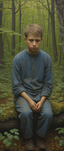 forest man,farmer in the woods,primitive man,boy praying,woodsman,lonely child,primitive person,self-abandonment,oil on canvas,man praying,pilgrim,thinking man,child in park,unhappy child,child with a book,trembling grass,oil painting,withered,ruminating,foragers,Conceptual Art,Daily,Daily 30